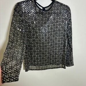 Vintage Y2K Sheer Mesh Top Size M Silk Fairy Whimsigoth Rave Layering